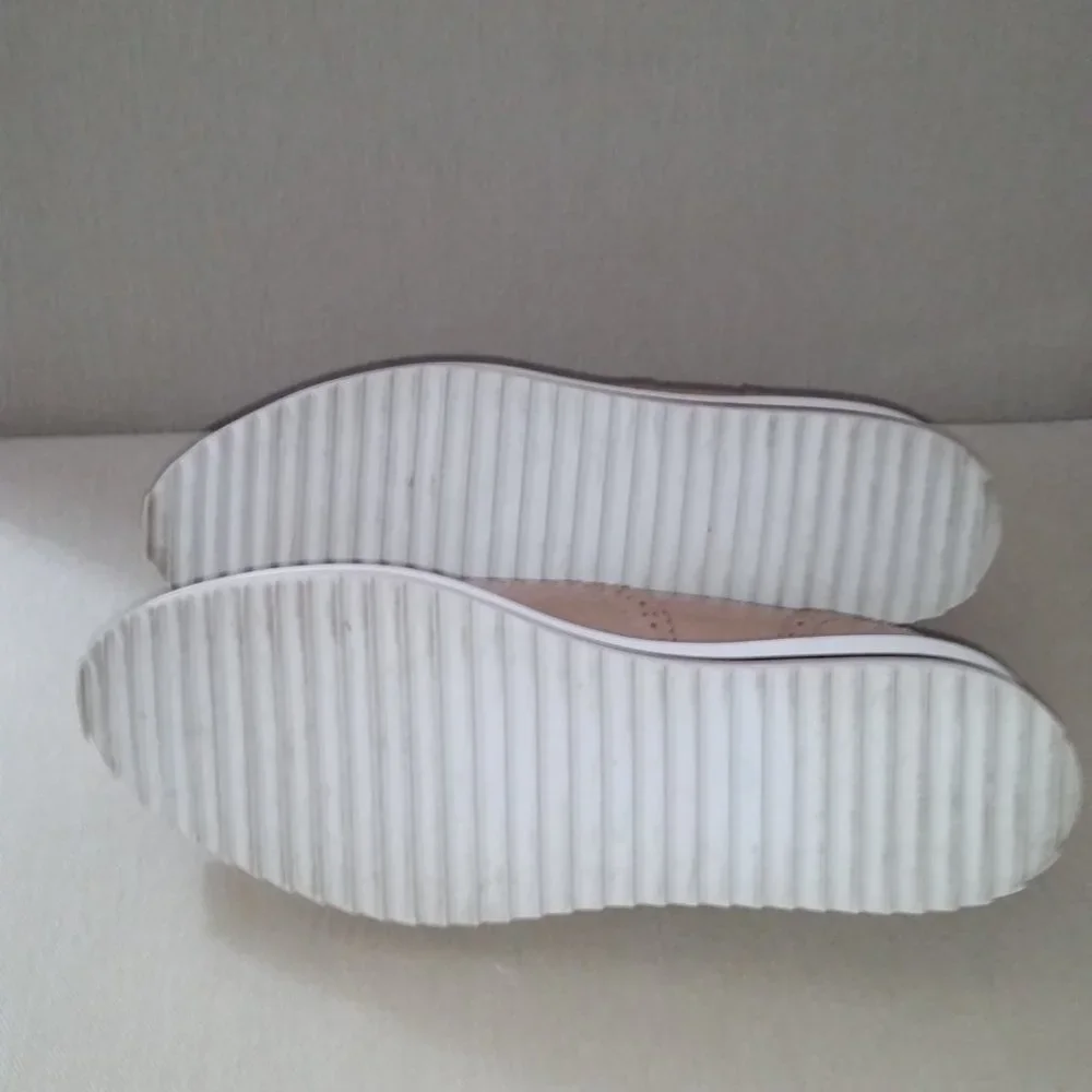 Zara Woman tan patent platform Oxford lace up shoes EUC - Picture 5 of 6